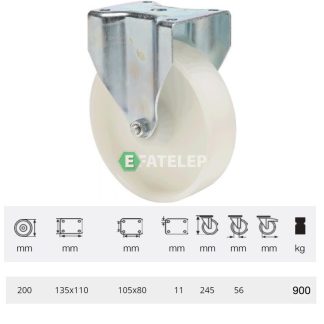 Nagy teherbírású fix kerék 200 mm