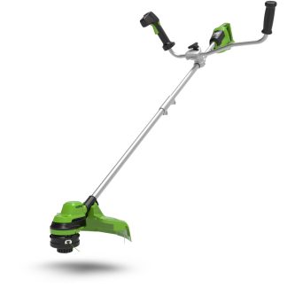 Bozótvágó akkumulátoros Greenworks GD24X2BCB 48 v, damilfej, vágótárcsa tar., akku- és töltő nélkül